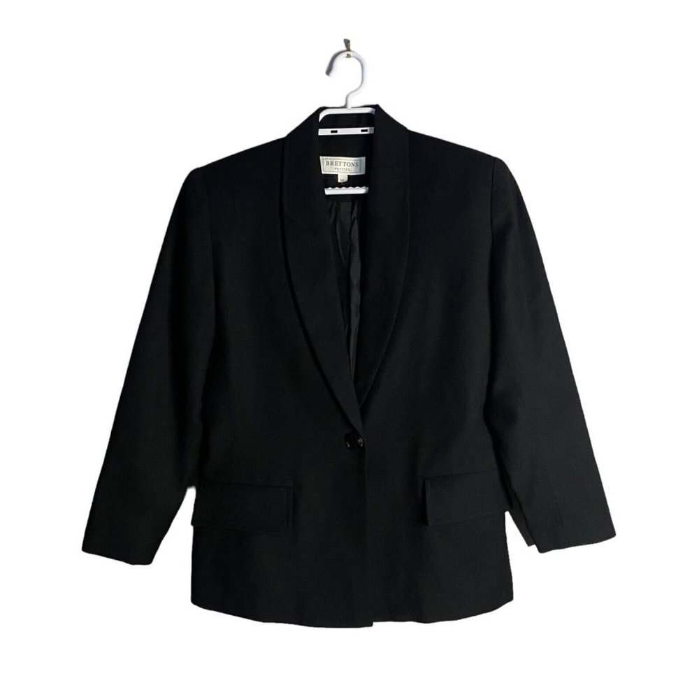 Brettons Petites Women's Black Virgin Wool Single Breasted Blazer